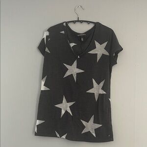 Victoria's Secret Black and Seethrough Star Short Sleeve Tee Size Small